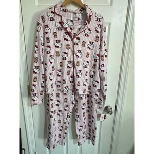 Hello Kitty Pink & White Striped Pajama Set Size XL NWT
